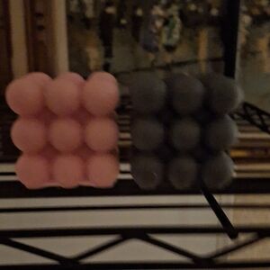 Pink and Gray Bubble Candles